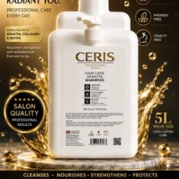 CERIS Gold Keratin Shampoo 5L – Professional Formula with Keratin, Collagen & Biotin