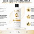 CERIS Professional Keratin Treatment Set – Complete 2 Step Hair Smoothing System, CK1 Purifying Shampoo 1000 ml + CK2 Keratin Treatment 1000ml – FREE 250ml After Care Shampoo & Conditioner